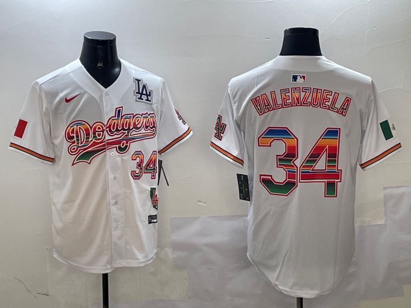 Men Los Angeles Dodgers 34 Valenzuela White Fashion Game 2025 Nike MLB Jersey style 3122